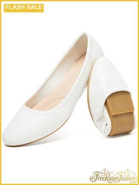 Crocodile Print Faux Leather Ballet Flats Slip On Memory Foam Comfort Shoes